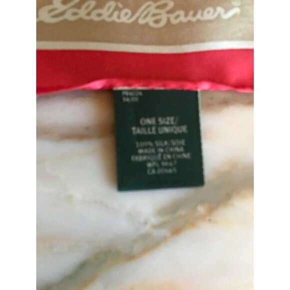 Eddie Bauer Womens Square Striped Silk Scarf Pink Beige Neutral - Picture 3 of 7